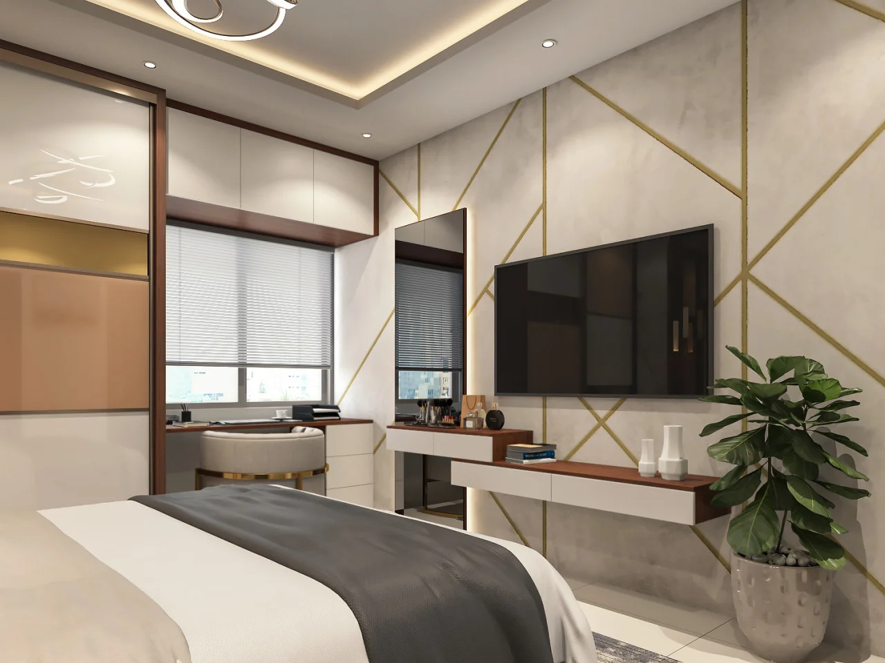 Bedroom With TV Cabinet Decoration